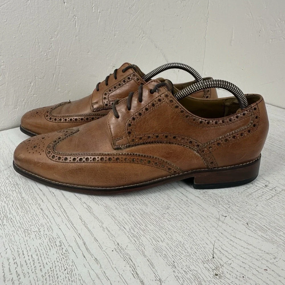 Cole Haan Air Giraldo Wingtip Derby Comfort Dress Shoes Men's 10.5 Tan Excellent